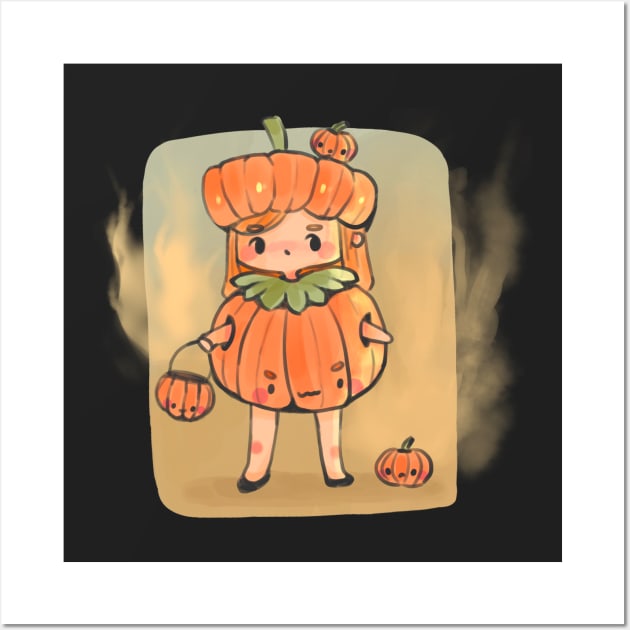 Pumpkin Girl Wall Art by white flame art